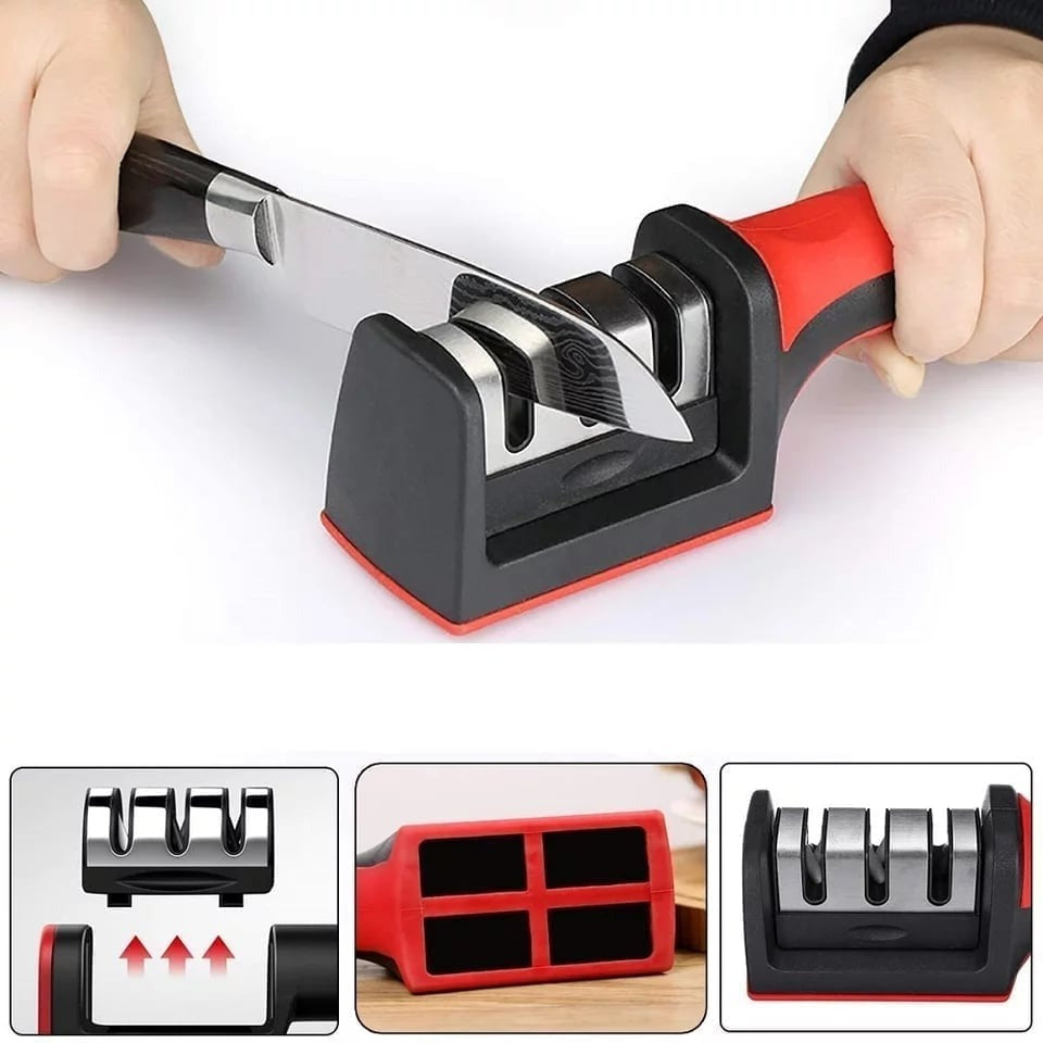 Knife Sharpener Kitchen Multi-Functional Three-Section Cutter