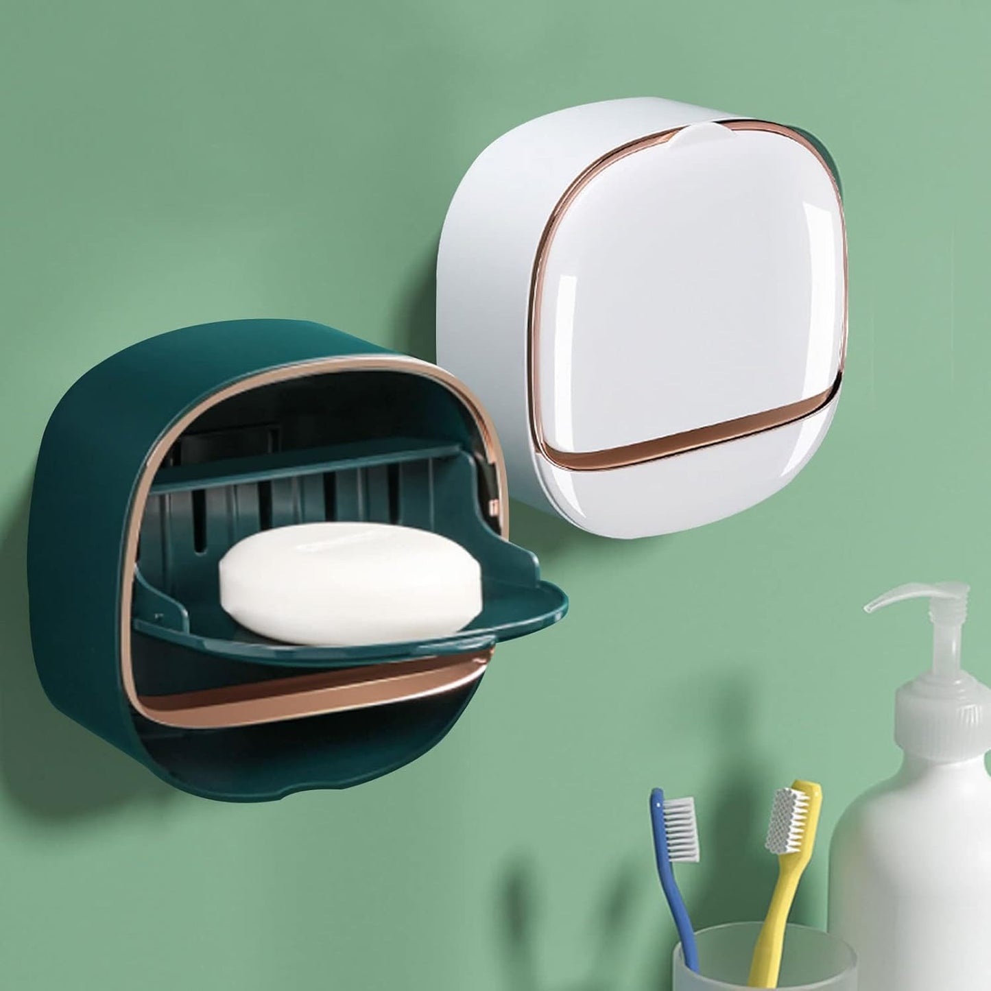 Luxury Soap Holder With Drain Tray – Wall Mounted Soap Case Box(Random Color)