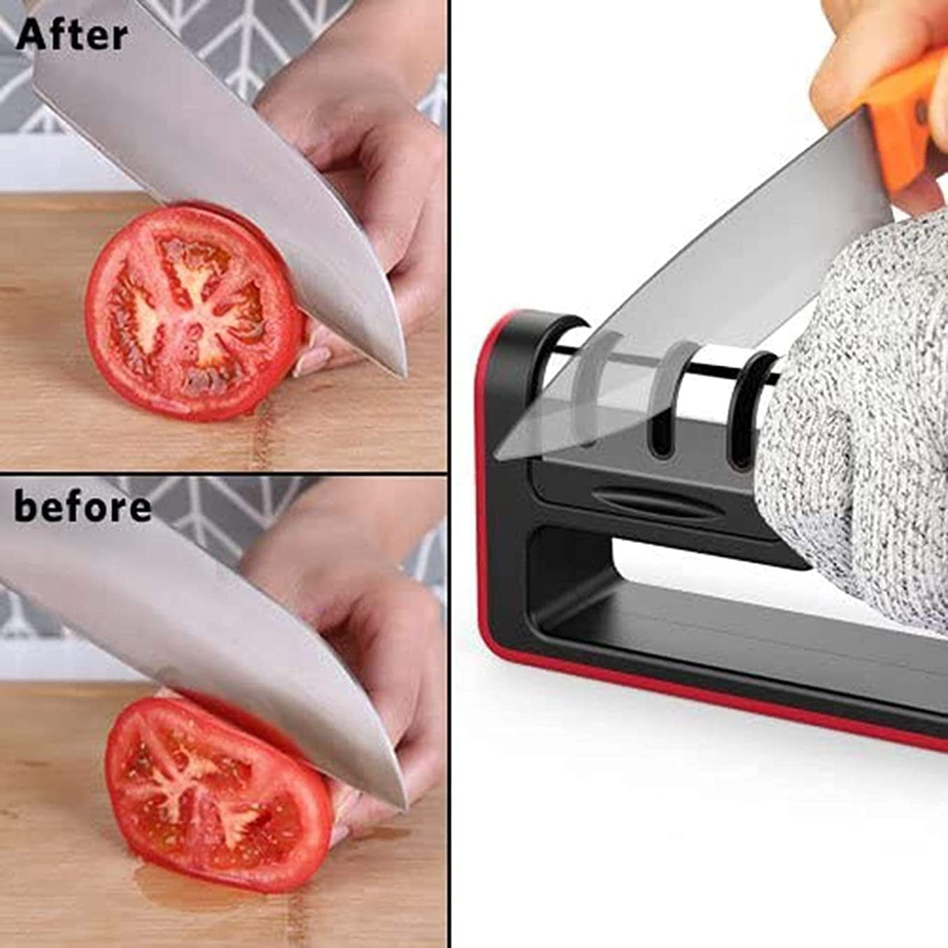 Knife Sharpener Kitchen Multi-Functional Three-Section Cutter